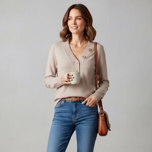 NWT J. Crew 100% Cashmere V-Neck Sweater